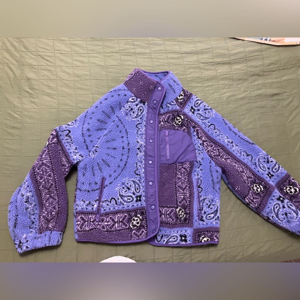 Midnight Lunch paisley bandana skull fleece jacket